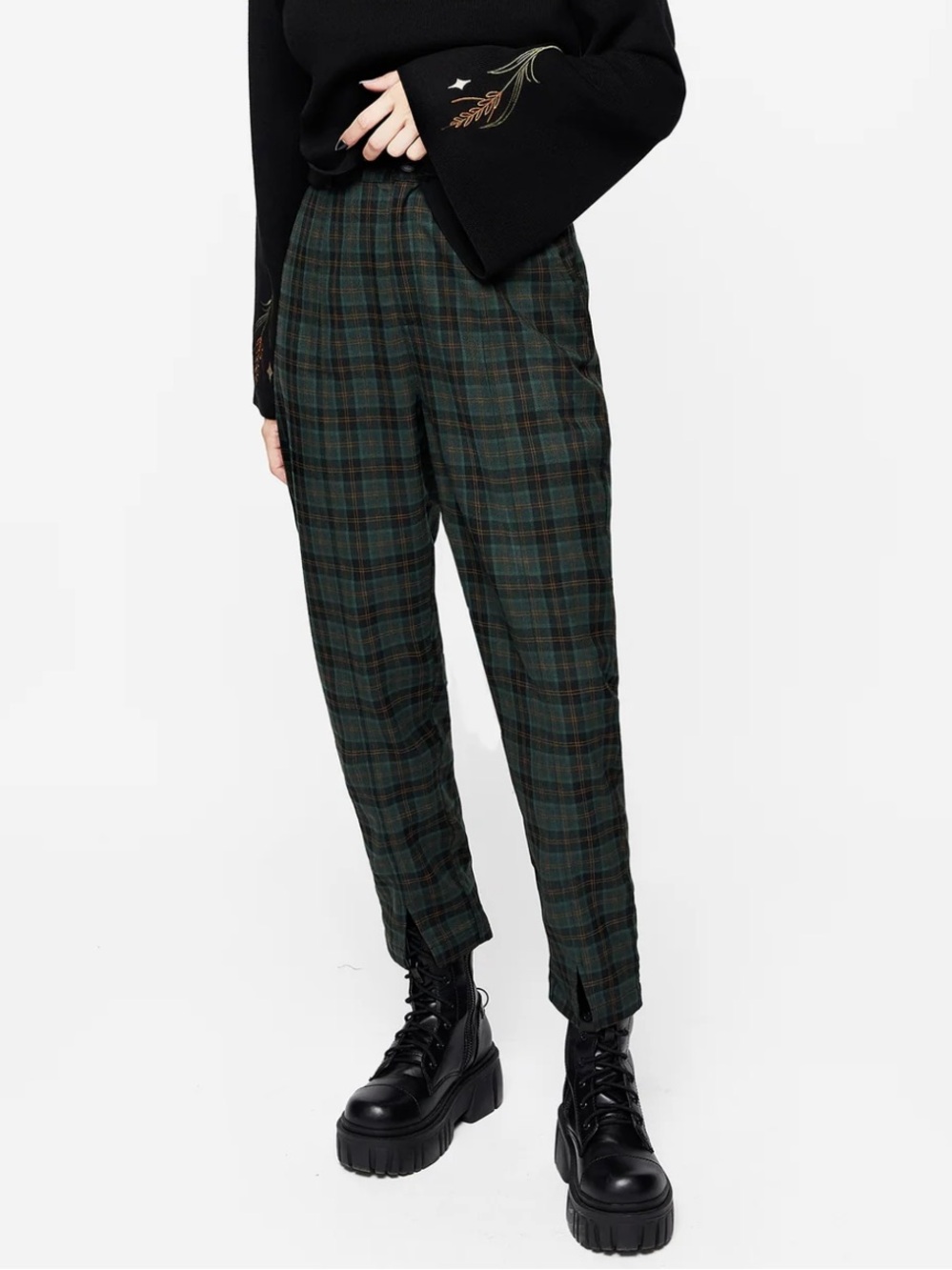 Disturbia Green & Black Tartan Pants